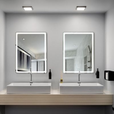 Oglinzi de baie Oglindă iluminată dreptunghiulară clasică cu design modern