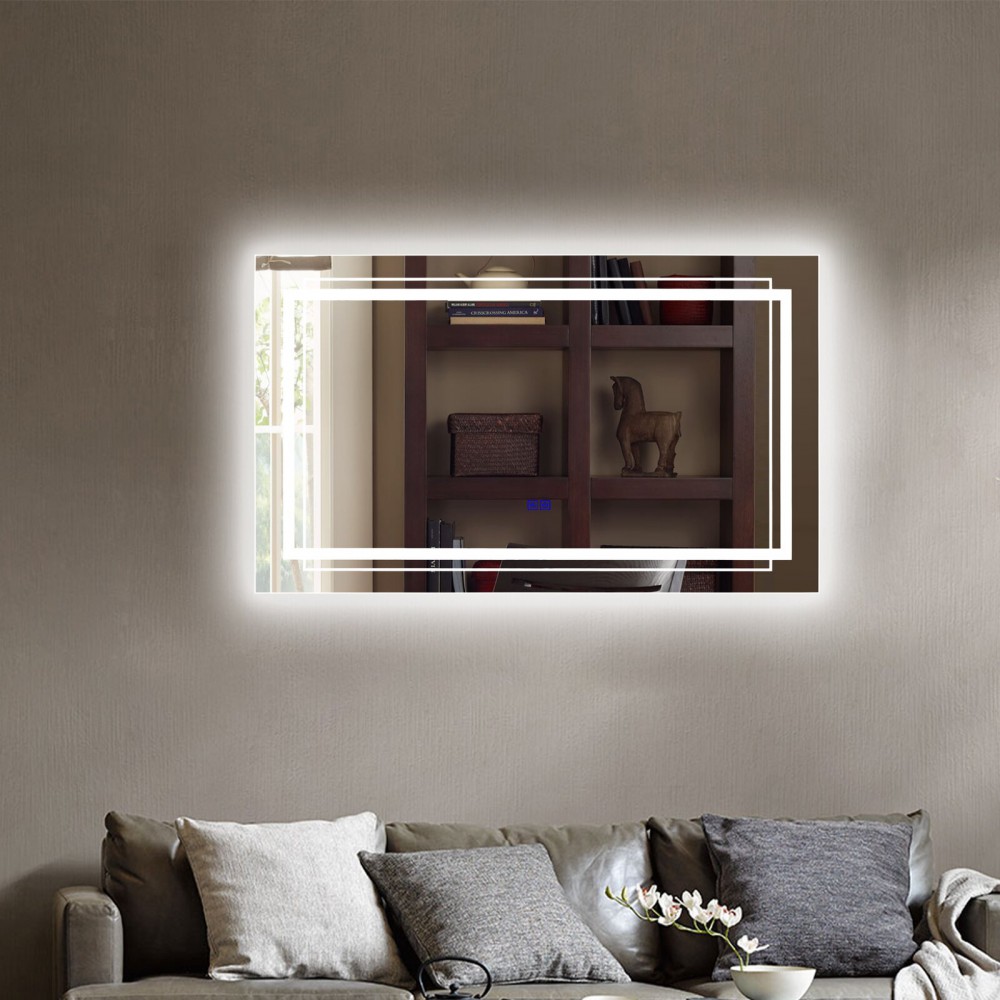 Oglindă LED cu iluminare dublă în față și un design modern strict
