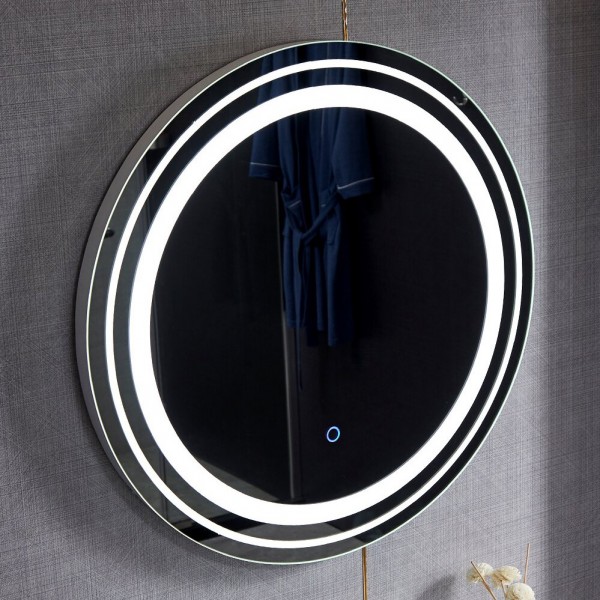 Această oglindă are o formă modernă rotundă