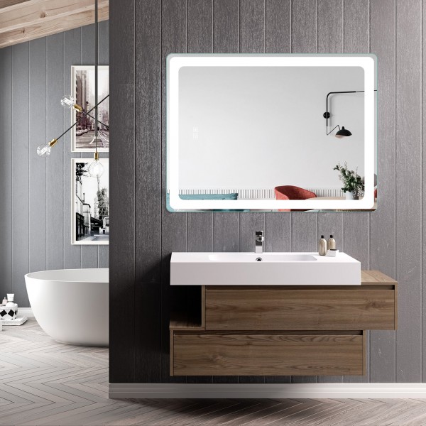Oglindă iluminată dreptunghiulară clasică cu design modern