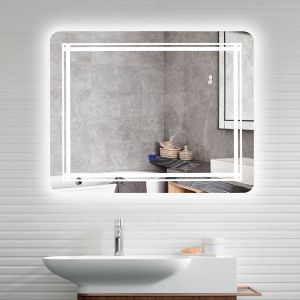 Безрамное зеркало со светодиодной в современном стиле
